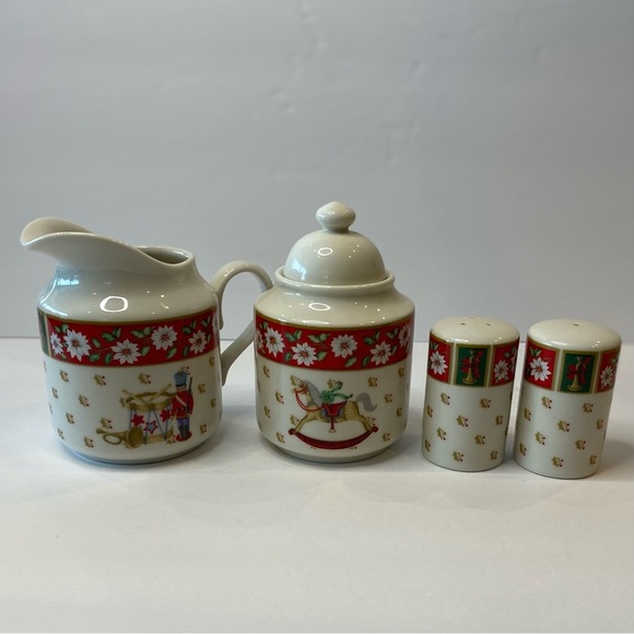 Vintage Charlton Hall Kobe Holiday Ceramic Set 5pc - Picture 2 of 15